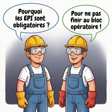 Caricature &eacute;quipements de protection individuelle epi cartoon