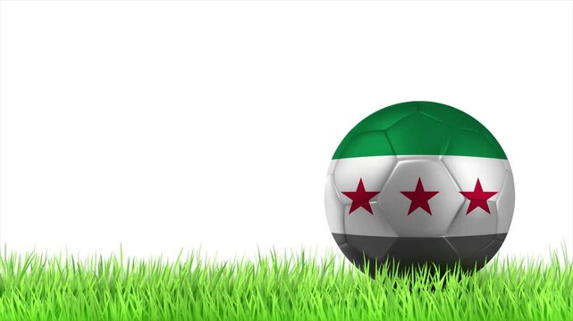 SYRIA Flag Soccer Ball Rolling on Green Grass Animation with Copy Space
