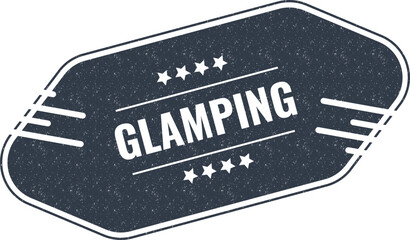Stylish vintage sticker label for glamping trips and luxury outdoor adventure travel vacation design themes © MDABDUS