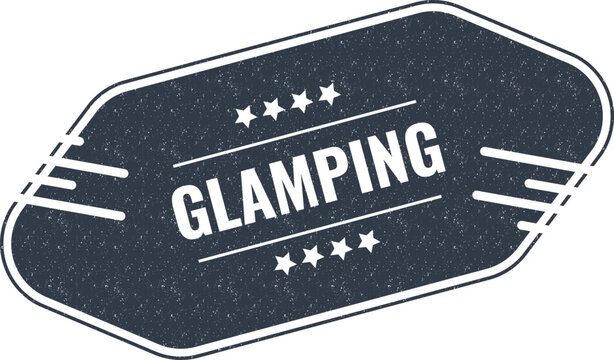 Stylish vintage sticker label for glamping trips and luxury outdoor adventure travel vacation design themes
