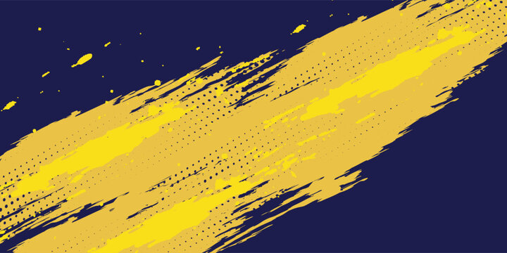 Abstract yellow-blue frame on a dark background. Sporty design in grunge style. Illustration for sports, athletics, training, workout