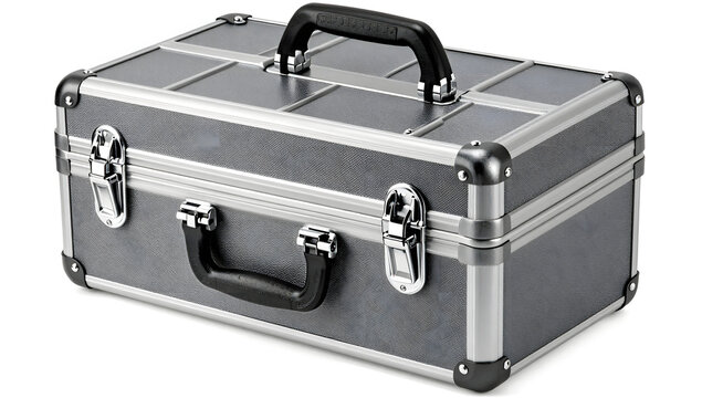 Metal Briefcase: A sturdy, metallic briefcase with reinforced corners and a robust handle, ready for secure storage and transport of important items.