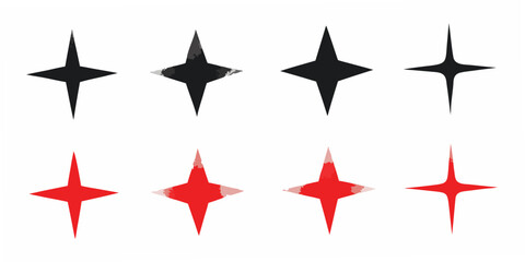 Obraz premium Four pointed Stars A Collection Of Flat Vector Graphics On White Background