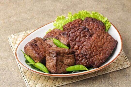 Tempe and tahu bacem is traditional food from Java Indonesia