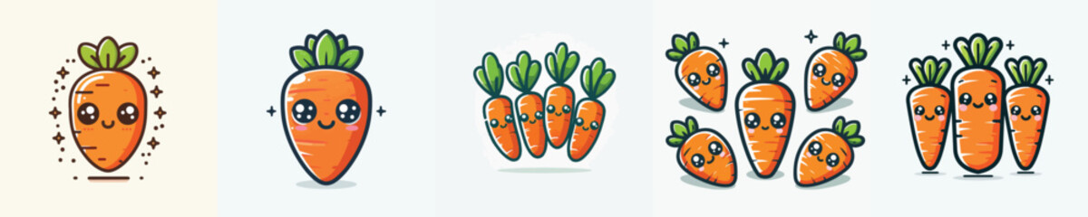 Naklejka premium set of cute and adorable carrot vectors