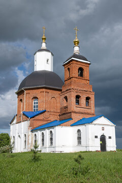 The ancient St. Michael the Archangel Church. Saburovo, Oryol region, Russia (vertical)
