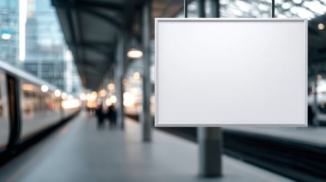 Empty Advertising Lightbox Display at Busy Railway Station