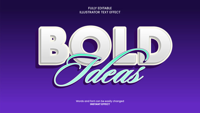 Bold Ideas Creative 3D Editable Illustrator Text Effect Vector Typography Graphic Template