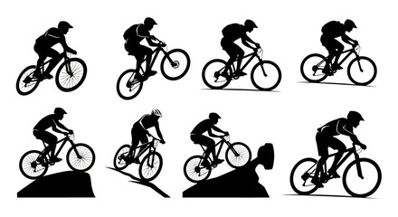 Obraz premium Mountain Biker Silhouettes: Extreme Action Poses