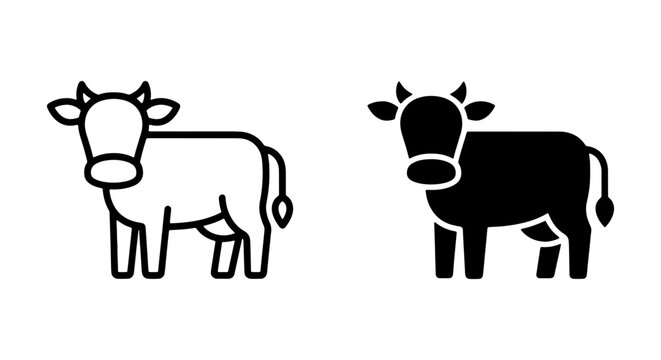Simple Cow Icons, Livestock Vector Art, Farm Animal Silhouettes, Agricultural Graphics