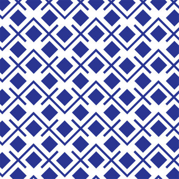 abstract geometric seamless pattern, blue pattern, diamond motif, Igeta-bishi, Igeta, well frame, indigo-dyed, blue-and-white color scheme, interlocking grid of diamonds, Japanese geometric design
