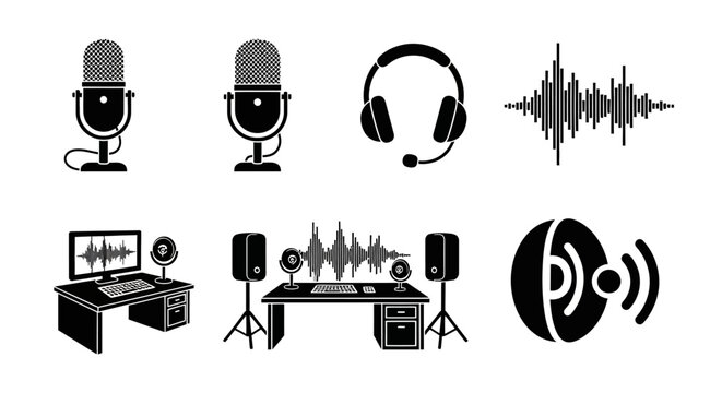 Sound Recording Studio Icons Set