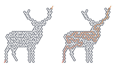 Christmas maze puzzle featuring a reindeer  © Tatyana