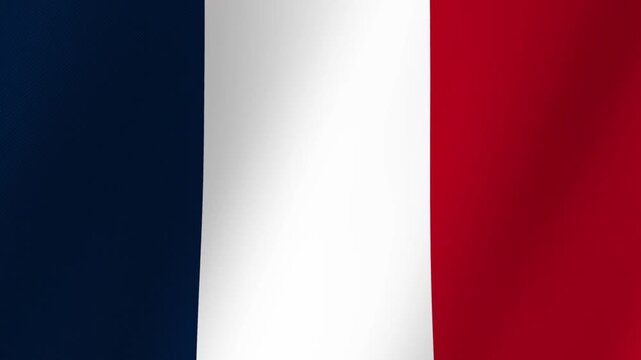 Waving French Flag Tricolor Blue White Red Fabric Texture Close Up National Symbol of France