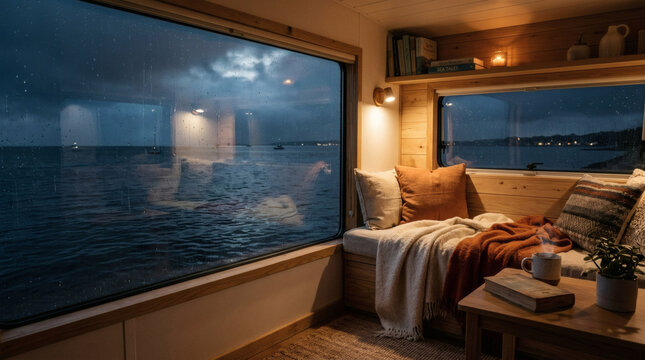 The view of the sea from the camper van