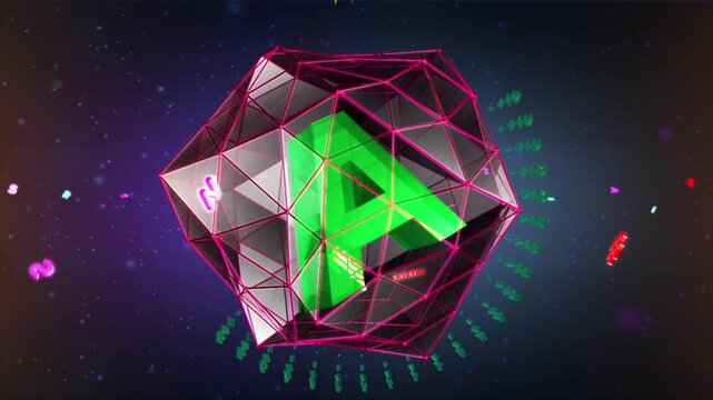 abstract narsis alphabet with diamond shape geometric background