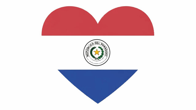 Stylized heart shaped Paraguayan flag symbol representing culture, heritage, and love.