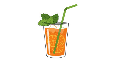 Refreshing orange drink with mint leaf. © Mbah