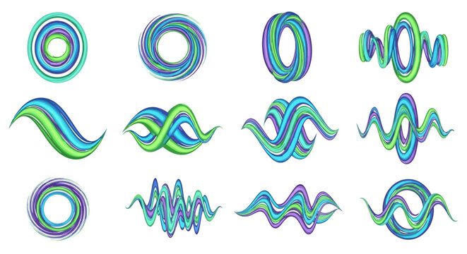 Colorful Gradient Waveform Graphic Elements Design.