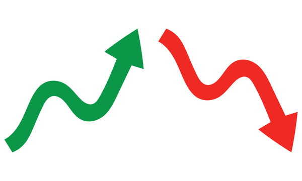 Green and red wavy arrows indicating growth and decline