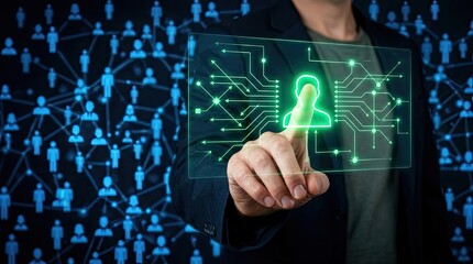 Fototapeta premium Digital Network Connection and Human Resources Management Concept.