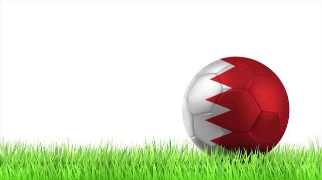 BAHRAIN Flag Soccer Ball Rolling on Green Grass Animation with Copy Space