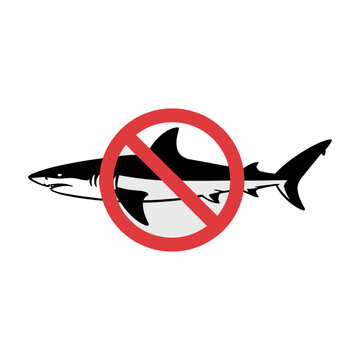 No shark allowed warning sign icon in a bold flat vector style for beach safety