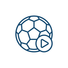 Naklejka premium A blue soccer ball with a play button on a white background, c (74) illustration