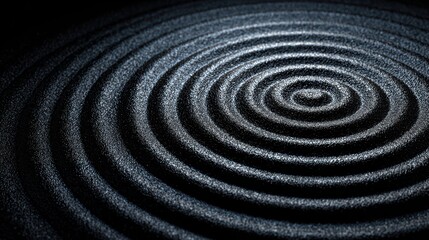 Fototapeta premium Zen Garden Ripple: A close-up, high-angle shot of concentric circular ripples in the sand of a zen garden, conveying a sense of calm and mindfulness.