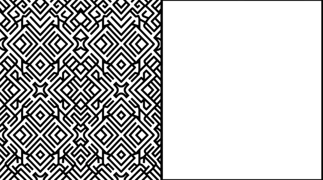 Intricate geometric pattern with repeating maze-like lines and symmetrical shapes.