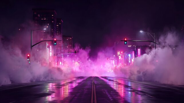 Long exposure of car headlights creating light trails on a highway at night