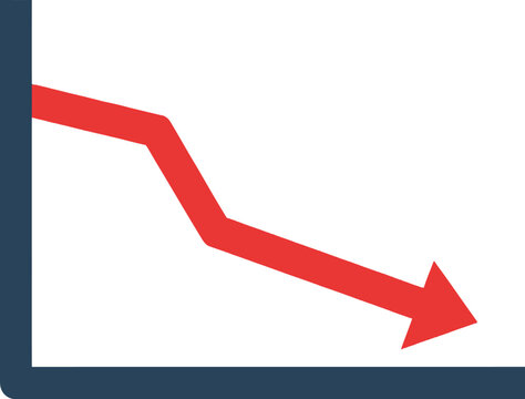 Red Arrow Decreasing Trend Graph.