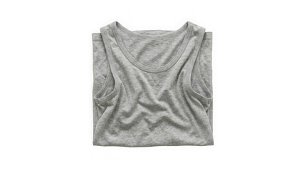 Fototapeta premium Folded heather gray cotton sleeveless tank top on white background