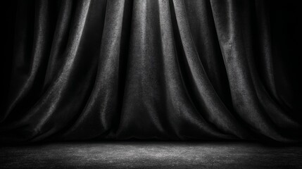 Fototapeta premium Elegant Black Draped Curtain Luxury Background