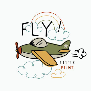 Cute Airplane Cartoon Vector Illustration