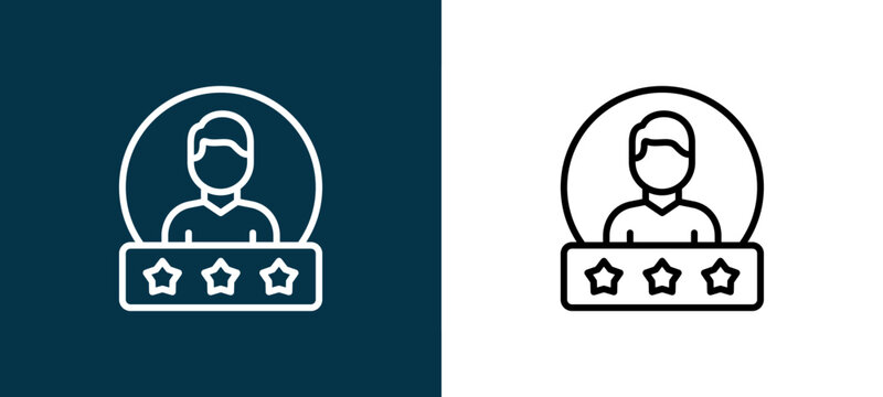 Black and white outline icon duo, editable stroke vector illustration for web, mobile apps, UI design, branding, and print from Job Promotion