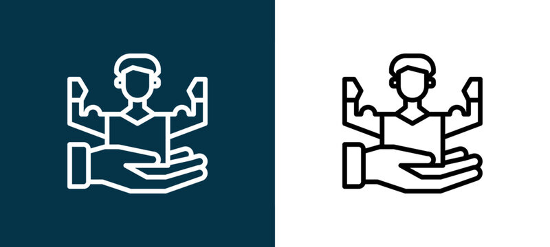 Two-tone line icon pair in black and white, editable stroke vector illustration for web, mobile apps, UI design, branding, and print from Hand Sign