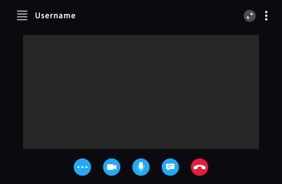 Video call screen template. Screen for video call. Applications for communication via the Internet. Vector illustration.