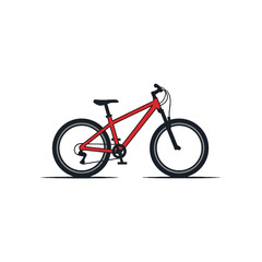 Fototapeta premium Red Mountain Bike Illustration with Black Tires and Frame.