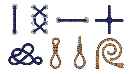 Vector set of rope knots, lacing, loops and coiled cords © Mark