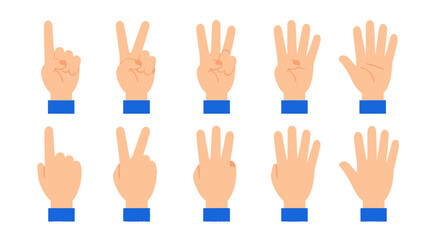Obraz premium Hand counting gestures from one to five in vector illustration set