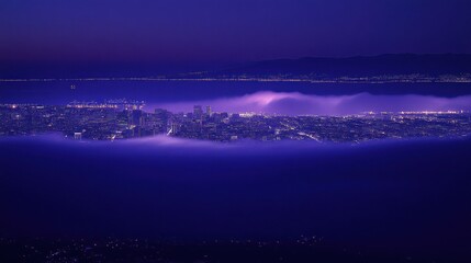 Fototapeta premium City lights veiled in a purple haze.