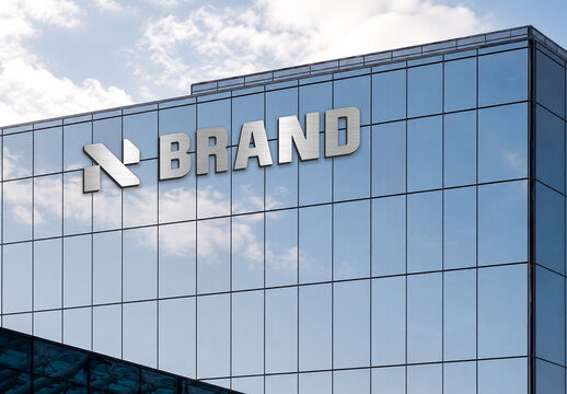 Logo Mockup on Glass Office Building