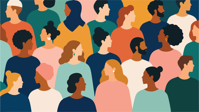 Multicultural Crowd Diversity Background Flat Vector Pattern