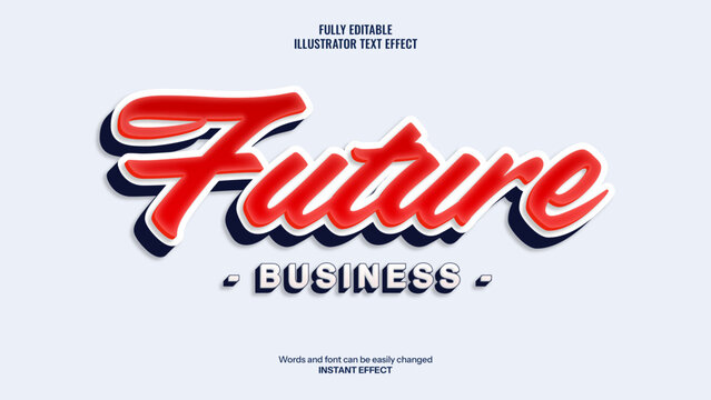 Future Business Red 3D Text Effect Editable Typography Vector Template For Modern Branding