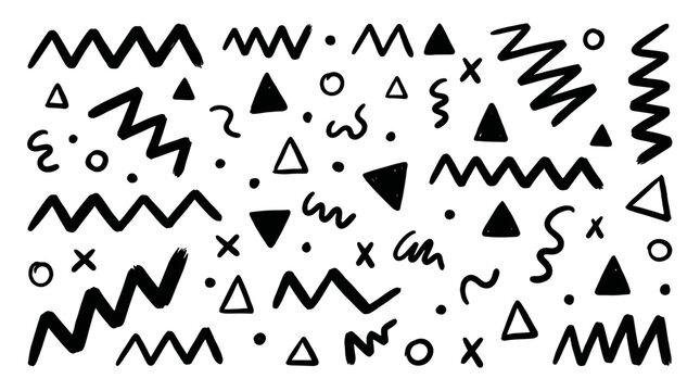 Abstract zigzag lines and triangle geometric shapes set