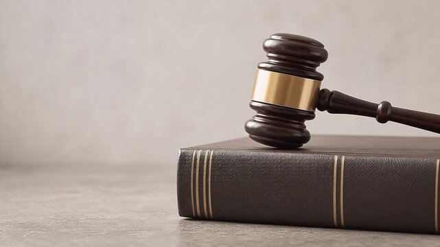 Judge gavel on law book for International Justice Day
