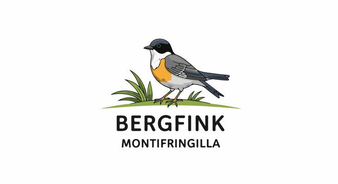 A stylized bird illustration with text beneath it