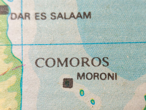 Map of Comoros and its capital city, Moroni
