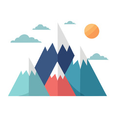 Fototapeta premium Flat design mountain range with sun and sky